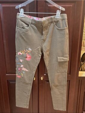 Matilda Jane brown leggings  with Pink Floral Embroidery